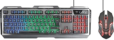 Trust Gaming GXT 845 Tural QWERTZ Gaming Tastatur mit Maus Set, LED-Beleuchtung, Anti-Ghosting, Keyboard mit 12 Media-Tasten, Computer Maus mit Kabel USB für PC, Laptop, Mac, Spiele