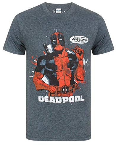 Deadpool Marvel This is What Awesome Looks Like Men's T-Shirt, S, Charcoal