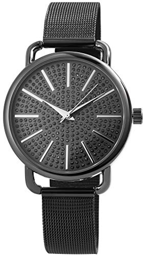 Excellanc Damen-Uhr Meshband Edelstahl Strass Hakenverschluss Analog Quarz 1800137 (Schwarz)