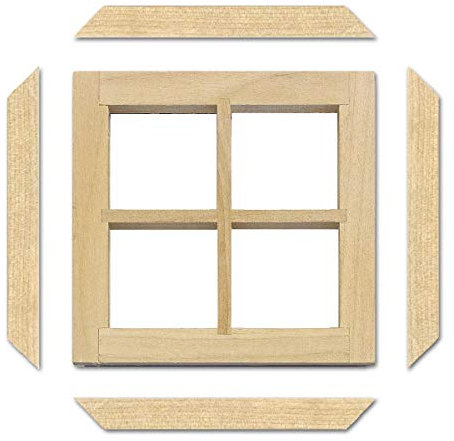 MyTinyWorld 2 x Dolls House Miniature Plain 4 Pane Wood Window