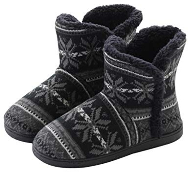 Rojeam Winter Boots Slippers Knitted Women Men Home Booties Plush House Shoes Indoor Outdoor