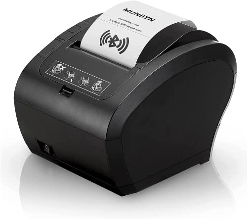 MUNBYN Thermodrucker Bluetooth 300mm/s Bondrucker Belegdrucker Quittungsdrucker Auto-Cut für Schublade,Hochgeschwindigkeits BT/USB/LAN【Unterstützt Nicht iOS, PayPal, DoorDash, Grubhub, Vagaro】