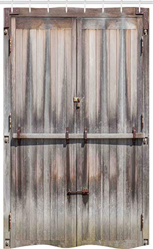 ABAKUHAUS Rustique Rideau de Douche Stalle, Porte Pays Chêne Bois, Ensemble de Salle de Bain en Tissu en Crochets, 120 x 180 cm, Marron