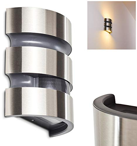 LED Außenwandleuchte Kolding m. Bewegungsmelder, Wandlampe aus Metall in Edelstahl, Gartenbeleuchtung m. 17 Watt, 1000 Lumen, 3000 Kelvin, Wandleuchte für Terrasse/Hof/Haustür, m. Up&Down-Effekt, IP44