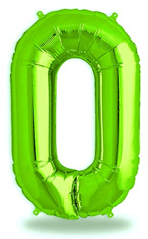 FUNXGO® folienballon zahl 0 Grün - Riesenzahl Ballon ca.100 cm - Luftballon Zahl 0 - fliegt mit Helium - zum 0. Geburtstag, Hochzeit, Jubiläum, Fest, Party Dekoration - Ballon 0 Grün