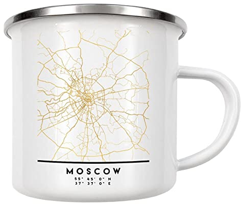 artboxONE Emaille Tasse Moscow Russia Street MAP Art von Emiliano Deificus - Emaille Becher Städte