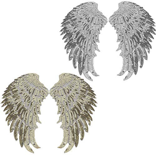 2 Paare DIY Kleidung Wing Pailletten Patch Pailletten Angel Wings Bügelbild DIY Craft Patch für Kleidung Dekor