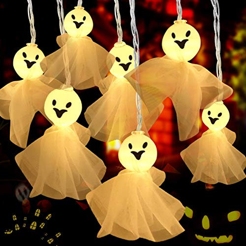 led Lichterkette Halloween, 30 LED Halloween Geist Lichterketter Batterie Wasserdicht für Außen Weihnachten Halloween Party Park Fest Deko