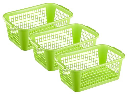 MiraHome Aufbewahrungskorb 35x24x14,5cm 9L 3er Set – Allzweckkorb aus robustem Plastik (BPA-frei) – Aufbewahrungsbox für Küche & Bad – Perfekter Korb für Aufbewahrung – Grün