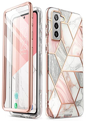 i-Blason Glitzer Hülle für Samsung Galaxy S21 FE 5G (6.4) Handyhülle Bumper Case 360 Grad Schutzhülle Glänzend Cover [Cosmo] mit Integriertem Displayschutz (Marmor)