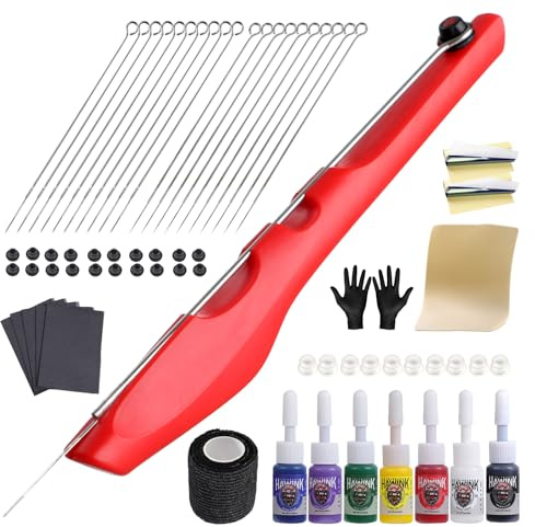 HAWINK Kit de Tatuaje Hand Poke y Stick, Lápiz de Tattoo Manual DIY con 7 Colores, 20 Agujas, Piel Sintetica Tatuaje para Amantes del Tatuaje GK-HW803TN01EU-2