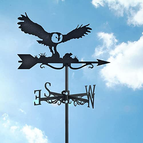 ZNEL Chouette Girouette du Vent Silhouette De Hibou Oiseaux Acier Inoxydable Durable Orientation Indicateur Outils De Mesure pour décoration extérieure de Jardin,Owl & Mouse