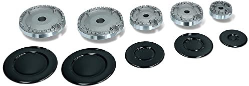 RYELDOM KIT 5 BRUCIATORI + 5 PIATTINI SMALTATI NERI ADATTI A VARIE MARCHE COME ARISTON - HOT POINT - FRANKE - ETC.