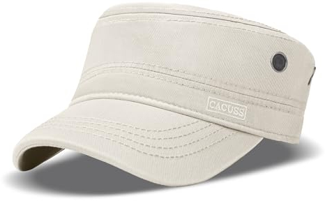 CACUSS Herren Baumwolle Vintage Army Kappe Cadet Hat Military Flat Top Verstellbare Baseballmütze Sommer Trucker Hut
