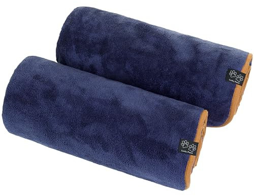 Lucky Paws® Hundehandtuch - luxuriöse 600g/m,140x80cm XL Hundehandtuch extra saugfähig - trocknet schnell, weiches Hunde Handtuch - Gute Geschenke für Hundebesitzer - Hunde Zubehör (2er-Pack, Marine)