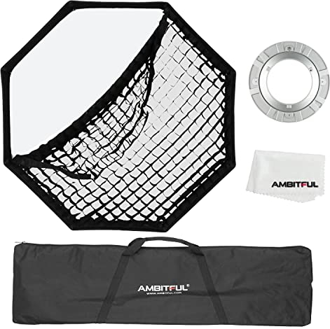AMBITFUL Softbox 140cm/55 inch Octagon Honeycomb Grid Bowens softbox, with Honeycomb Grid + Carrying Bag, for Bowens Mount lamp