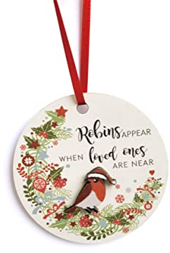 Robin Gift Remembrance Hanging Ornament, Robins Appear When Lost Loved Ones Are Near, Christmas Robin Ornament By ASVP Shop