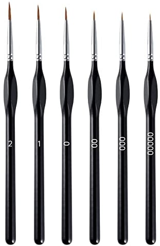 6 Piece Fine Detail Brush Set, Perfect Detail Brush, Miniature Brush, Drawing Brush Set, for Nail Art, Acrylic, Watercolour, Oil Painting, Model Making and Line Painting