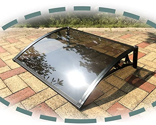 XFAK 100x80 Marquise Auvent Porte D'Entree, Toit Abri Contre, Auvent Marquise D'entrée, Toit De Porte Abri Solaire, Jardin Décoration, Polycarbonate (Color : Black+Brown, Size : 80x100cm/32x40in)