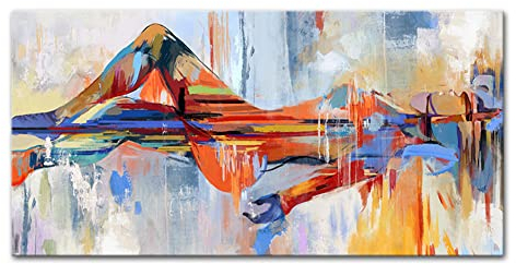 Mintura Kunstwerk, handbemalt, der Berg wie Frau, Wandkunst, Bild, Wohnzimmer, Acryl, Leinwand, Heimdekoration, Ölgemälde auf Leinwand (70 x 140 cm, ungerahmt)