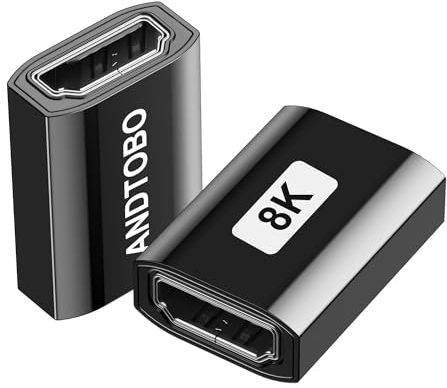 ANDTOBO [8K-2Pack Adaptador HDMI Hembra Hembra, Alargador Hdmi 2.1, Adaptador Extensor 8K a 60 Hz/4K a 120 Hz, Resolución 8K 7680 × 4320, para Cable HDMI, HDTV, Proyector, Pc, HDR, SDR, FireStick ect