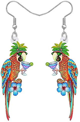RAIDIN Acryl Papagei Ohrringe für Damen Mädchen Scarlet Macaw Vogel Baumeln Haken Ohrringe Schmuck Geschenke für Geburtstag Party Dekorationen