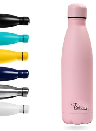 Gourde isotherme 500 ml - Otto Koning - Bouteille d'eau Isotherme conserve les boissons froides pendant 24 heures et les boissons chaudes pendant 12 heures. Gourde isotherme étanche sans BPA.