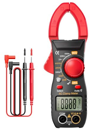 Pinza amperimétrica,Kwoxet CA/CC clamp meter CAT III 600 V, Medidor de Corriente CA : 0-500 A,Pinza Multimetro True-RMS 2000 cuenta con Rango Automático, Mide la Continuidad de la Capacidad de Voltaje