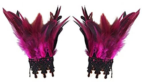 goodluxx Feder Handgelenk Manschetten Feder Armbänder Feder Armbänder Handgelenk Ärmel Armwärmer Feder Material für Party Cosplay Feder Handgelenk Manschetten Hot Pink
