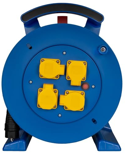 Jumbo-Kabeltrommel 2.0 25m H07RN-F 3G1,5 qmm schwarz 4 Schutzkontakt-Steckdosen