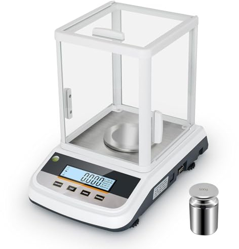 GOYOJO Feinwaage 0.001g, Hochpräzise Laborelektronische Analysewaage mit Einem Windschutz Ausgestattet Ideal für Industrie, Küche, Lebensmittel, Schmuck und Goldwägung und Zählung, 500gx0,001g