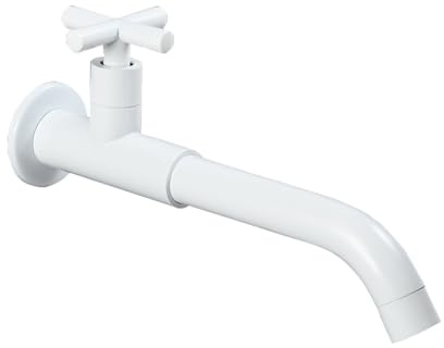 XJTNLB Rubinetto a Muro Lavatoio Rubinetto Parete Lavabo Acqua Fredda, Miscelatore Monocomando Lavabo Bianco,23Cm