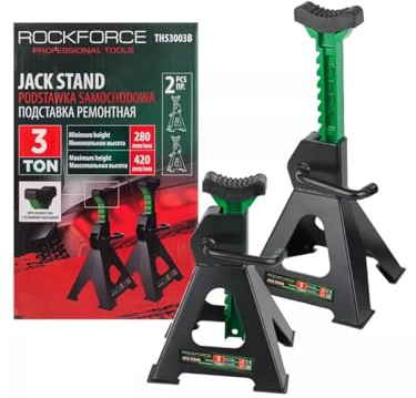 Caballetes para Coche (3TONELADAS-420max) - Borriquetas Gatos estabilizadores Pack de 2 - Altura elevación 280mm-420mm. Elevador Coche - Caballetes para Coche 3 toneladas, Total 6 tonaledas.