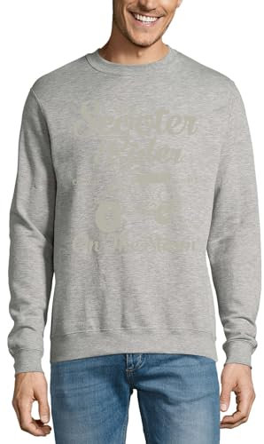 Atspauda The Scooter Rider On The Storm Baumwollpullover, Sweatshirt, Pullover, Grau, grau, XXL
