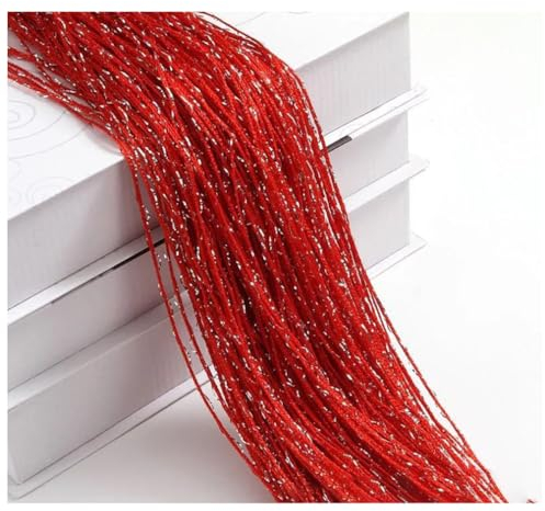 Wisafory Rideau à fils scintillants - Rideau anti-mouches - Séparateur de pièce - Rideau à franges - Décoration pour porte, fenêtre et maison - 100 x 200 cm - Rouge