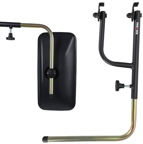 KOTARBAU® Teleskop Spiegelarm für Traktor Spiegel, verstellbar 48-71 cm | Spiegelhalterung ⌀ 18 mm, Spiegelhalter für Traktor Außenspiegel links/rechts, Spiegelbefestigung, Aluminium, Schwarz + Gold