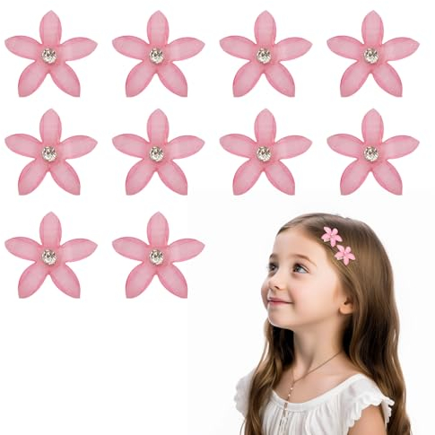 10 Stück Kleine Blume Haarspangen,Strass Haarschmuck Hochzeit,Mini Niedlich Haarnadeln,Frauen Braut Haarspangen,Haarschmuck Kommunion Mädchen,Haarspangen Mädchen für Foto, Party, Hochzeit (Rosa)