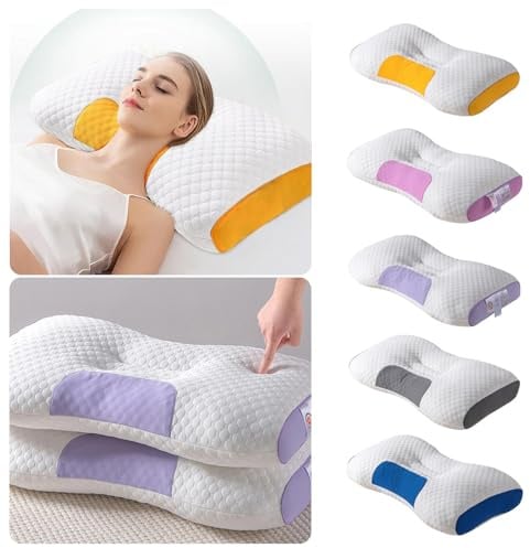 IUNSER Orthopädisches Kissen AntiSchnarch Kissen Migräne Kissen Ergonomisches Kopfkissen Seitenschläfer and Rückenschläfer Memory Foam Kissen Nackenstützkissen Seitenschläferkissen (Blue, A)