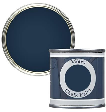 Vintro Paint | Blacky-Blue Chalk Paint | Furniture Paint | Shabby Chic | Ultra Matt Finish | 125ml (Nightfall - Blacky/Blue, 125ml)