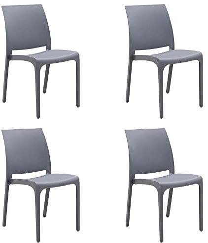 Totò Piccinni Sedia VOLGA in polipropilene design impilabile per esterno Made in Italy (4, Grigio)