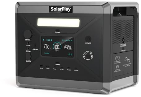 SOLARPLAY Station électrique portable Générateur solaire, avec 12 connecteurs de sortie, LiFePO4, UPS, pour camping, pannes de courant avec 5 ans de garantie (Q2501)