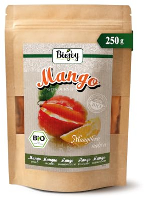 Biojoy BIO Torkad mango, sorten Brooks, naturlig, 250 g | Osvavlad, utan tillsatt socker, från Burkina Faso