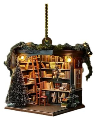 2024 Acrylic Book Lover Christmas Book Worm Tree Libraria Ornament