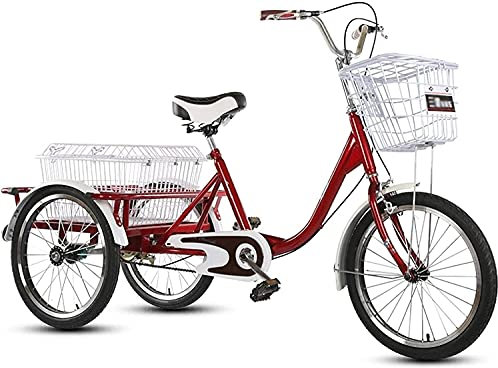 3 Rad Cargo Fahrrad mit Korb, 3-Rad-Cruiser-Trike-Fahrräder, Dreiräder for Erwachsene, Single-Speed-Dreirad-Trike-Pedalfahrrad, 20-Zoll-3-Rad-Fahrräder mit Gepäckkorb for Senio