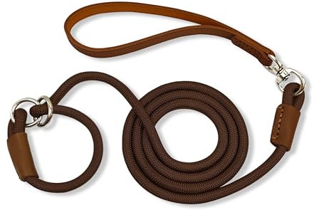 Qianruida Correa Adiestramiento Perro 180cm Correa de Lazo Perro Ajustable Collar Adiestramiento Cuerda para Perros - marrón Oscuro