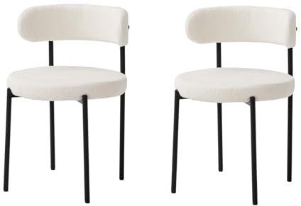JZGORC 2er Set Esszimmerstuhl, Teddy-Samt-Polsterstuhl, Geeignet für Esszimmer, Wohnzimmer, Schlafzimmer, Konferenzraum – Weiß