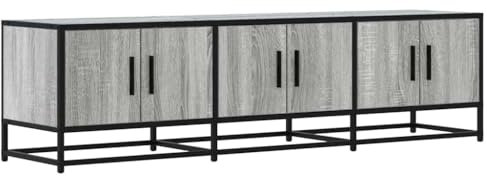 vidaXL Meuble TV Sonoma Gris 150x35x41 cm Bois d'ingénierie et métal, Banc TV, Meuble HiFi, Centre de Divertissement, Buffet TV, Meuble multimédia
