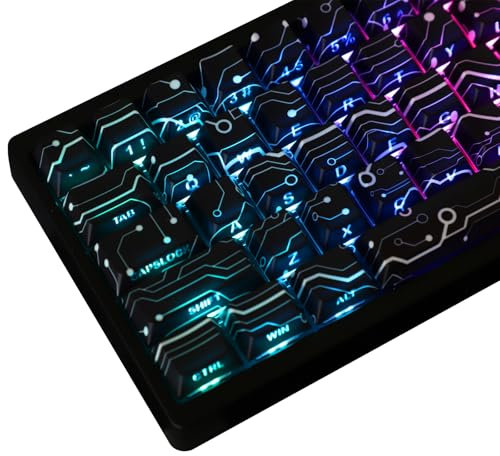 Sunzit Keycaps,135 Keys PBT Custom Black Shine Through Keycap Cherry Profile Dye-Sub Side Print Keycaps for MX Switches ISO/ANSI UK Layout Mechanical Gaming Keyboard