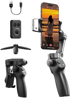 FUNSNAP CM8 Gimbal Stabilizer for iPhone Android with AI Tracker, 3-Axis Phone Gimbal with Remote Control Portable Foldable, Phone Stabilizer for Video Recording for Tiktok YouTube Vlog