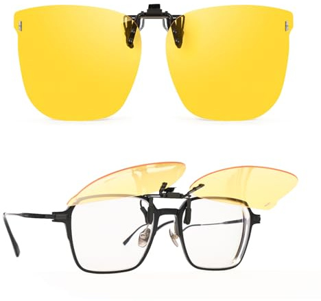 VLYX Clip-On Sonnenbrille, rund, polarisiert – hochklappbare, blendfreie Sonnenbrille zum Überkrempeln mit Brillenetui, UV-Schutz-Sonnenbrille zum Autofahren für Damen und Herren